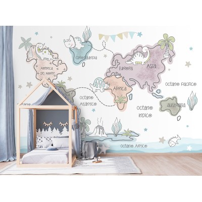 Mural Infantil Mapa Aventuras Dino VCMD-050
