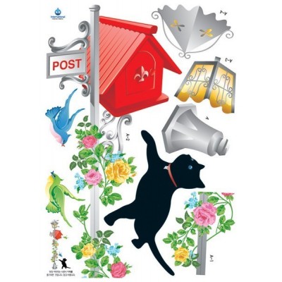 STICKER BLACK CAT AND LETTERBOX DK-0012