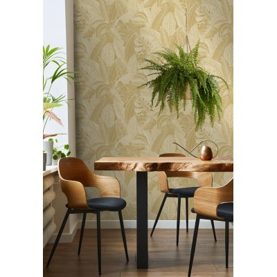 papel pintado hojas ocre - amarillo apagado 36151 papel pintado hojas ocre - amarillo apagado 36151