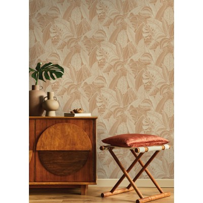 papel pintado hojas color naranja tostado