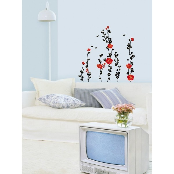STICKER RED FLOWER TREE IN THE WIND DKS-0103