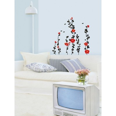 STICKER RED FLOWER TREE IN THE WIND DKS-0103