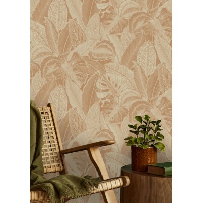 papel pintado hojas color naranja tostado