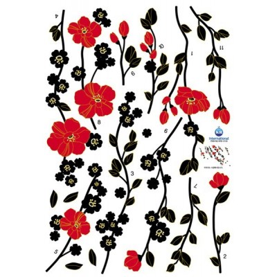 STICKER RED FLOWER TREE IN THE WIND DKS-0103