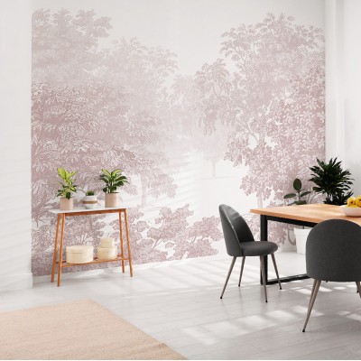 Mural Árboles Vintage color rosa 752-031 Mural Árboles Vintage color rosa 752-031