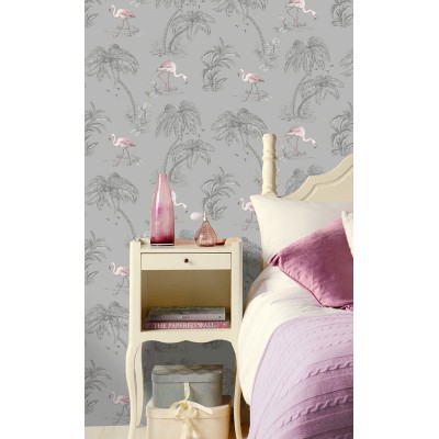 Papel de parede com flamingos rosas imaginarium 12381