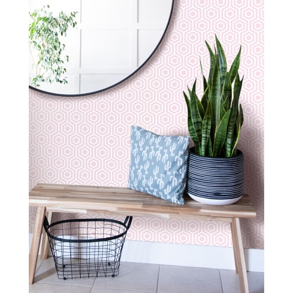 Papel pintado geométrico rosa 944