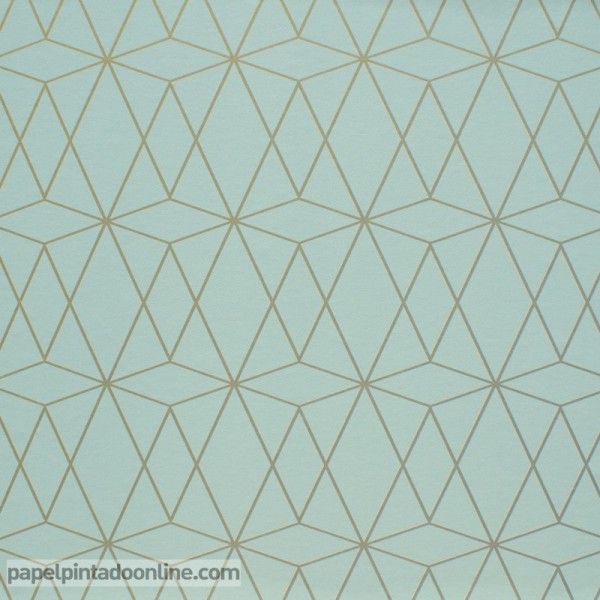 Paper pintat GEOMETRIC DAURAT TURQUESA RAW 137