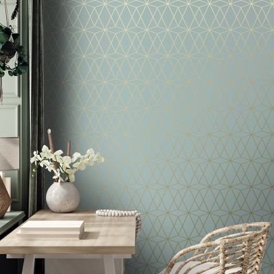 Papel de parede GEOMETRICO DOURADO TURQUESA RAW 137