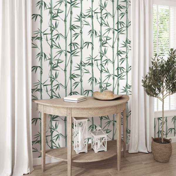  ARJRVIWNS Papel pintado de hojas de bambú verdes
