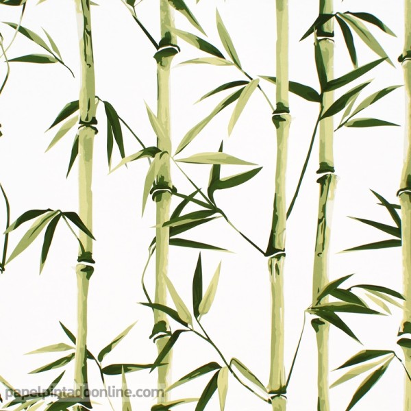 Papel pintado cañas de bambú verdes 187