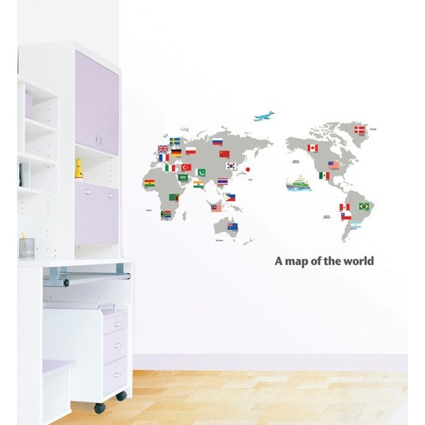 STICKER WORLD MAP WITH FLAGS DP-08168