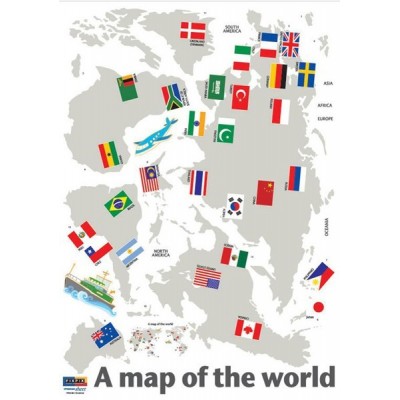 STICKER WORLD MAP WITH FLAGS DP-08168