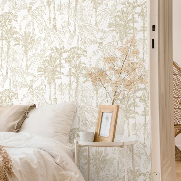 Papel pintado selva ocre tropical animales y plantas 219 Papel pintado selva ocre tropical animales y plantas 219