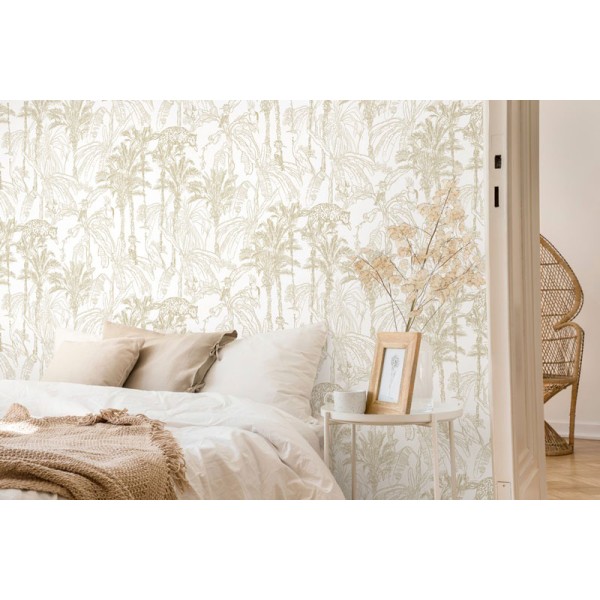 Papel pintado selva ocre tropical animales y plantas 219 Papel pintado selva ocre tropical animales y plantas 219