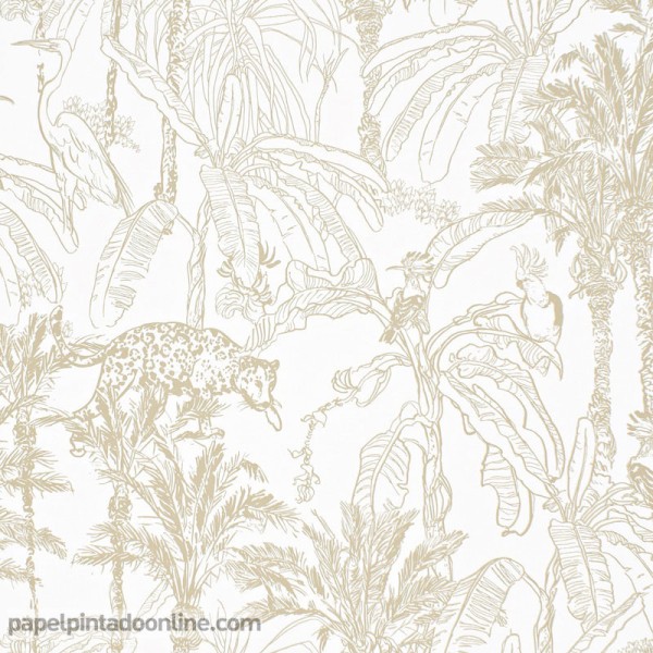 Papel pintado selva ocre 219