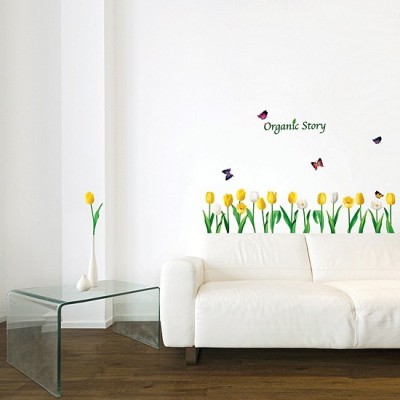 STICKER YELLOW & WHITE TULIPS FLOWER DP-08197