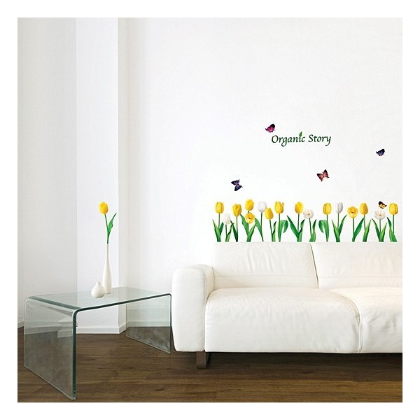 STICKER YELLOW & WHITE TULIPS FLOWER DP-08197