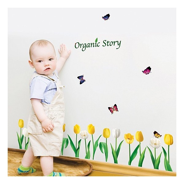 STICKER YELLOW & WHITE TULIPS FLOWER DP-08197