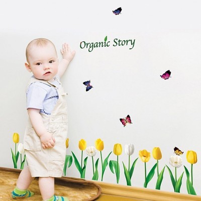 STICKER YELLOW & WHITE TULIPS FLOWER DP-08197