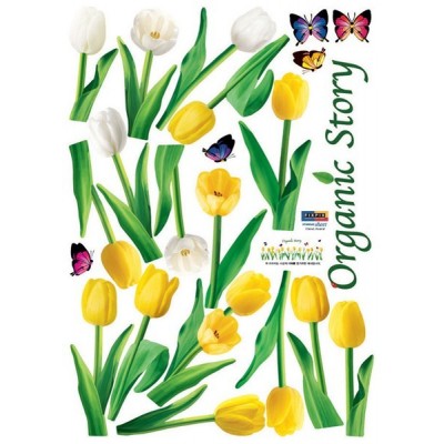 STICKER YELLOW & WHITE TULIPS FLOWER DP-08197