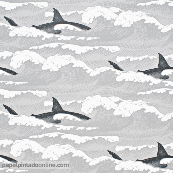 papel de parede tubarão cinza