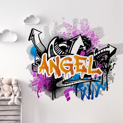 Vinilo Graffiti Pared Juvenil GRF001B Naranja 2