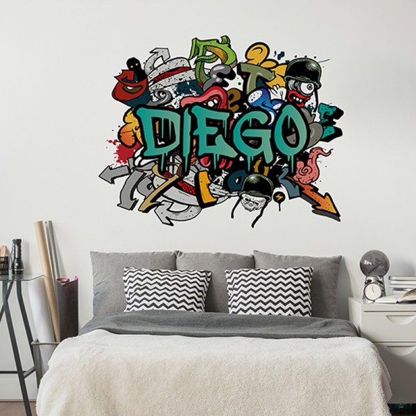 Vinilo Graffiti Pared Juvenil GRF002B Turquesa