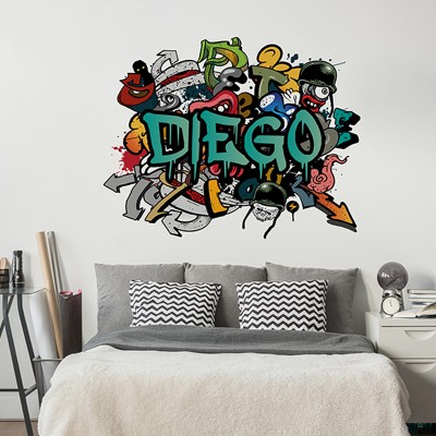 Vinilo Graffiti Pared Juvenil GRF002B Turquesa