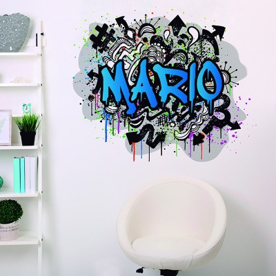 Vinilo Graffiti Pared Juvenil GRF005D Azul