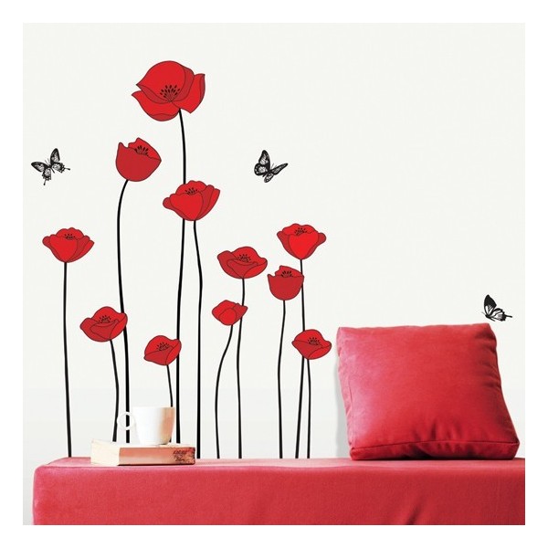 STICKER RED POPPIES DS-08218