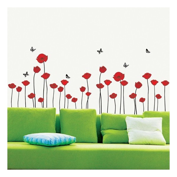 STICKER RED POPPIES DS-08218