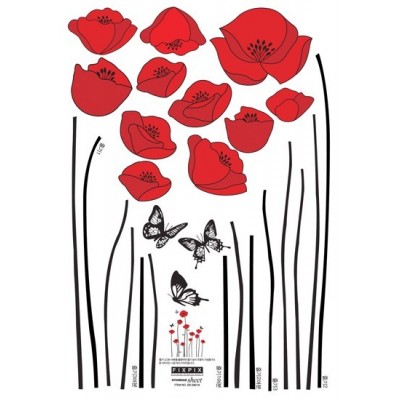 STICKER RED POPPIES DS-08218