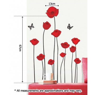 STICKER RED POPPIES DS-08218