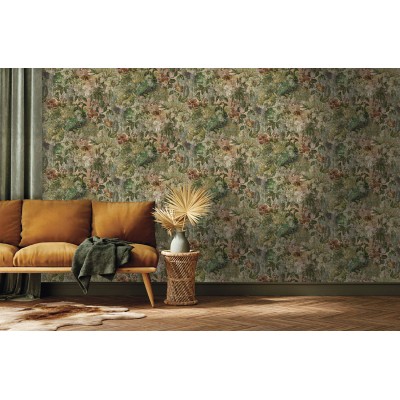 Papel de parede com pavões pintura artística natureza CASCADING GARDENS 91451 2