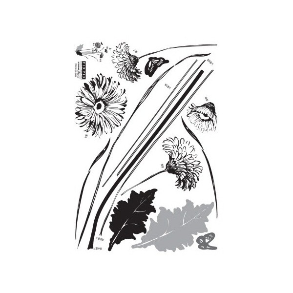 STICKER INK SKETCHED FLOWER DS-08228 STICKER INK SKETCHED FLOWER DS-08228