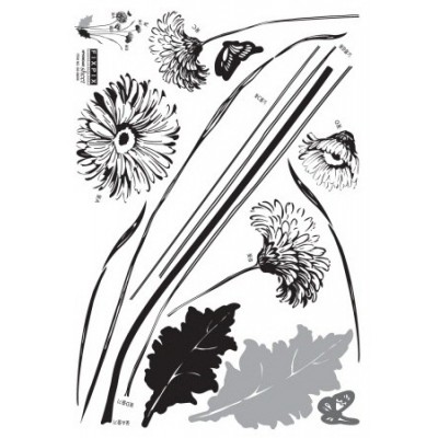 STICKER INK SKETCHED FLOWER DS-08228