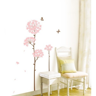STICKER LONG STEM PINK FLOWER DS-08242 2