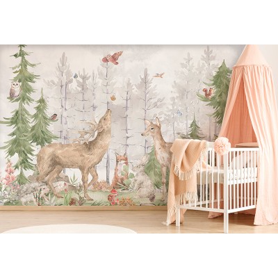 Mural Infantil Floresta Encantada ANIM504 Mural Infantil Floresta Encantada ANIM504