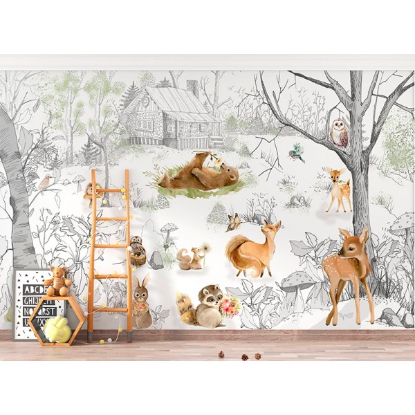 Mural Infantil Bosque Feliz ANIM506 Mural Infantil Bosque Feliz ANIM506