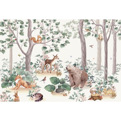 Mural Infantil Bosque Florecido ANIM507 Mural Infantil Bosque Florecido ANIM507