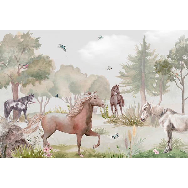 Mural Infantil Cavalos em Passeio ANIM509