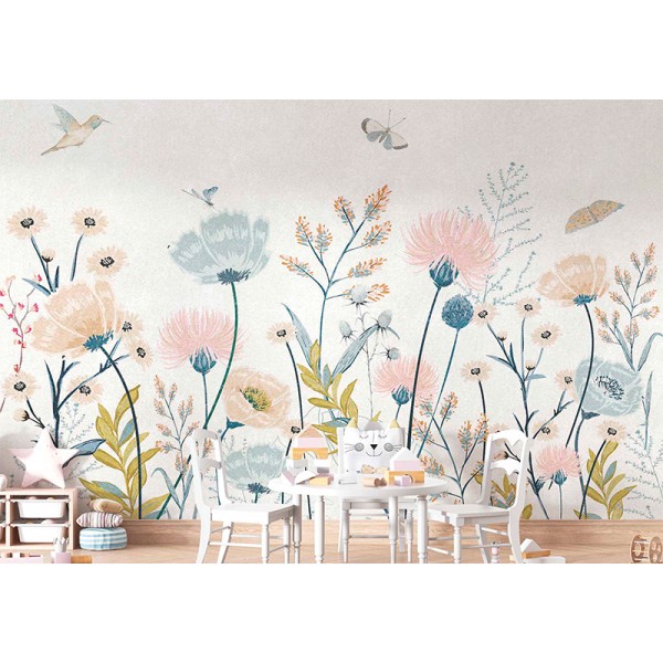 Mural Infantil Campo de Flores ANIM515 Mural Infantil Campo de Flores ANIM515