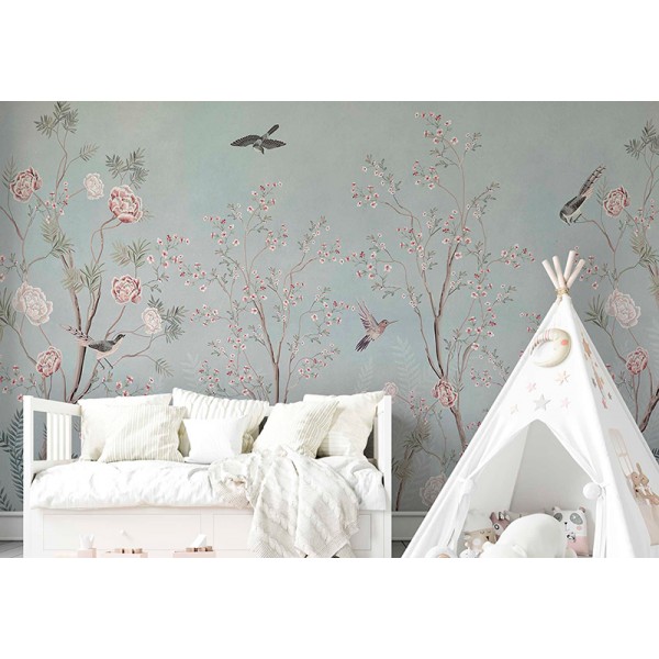 Mural Infantil Flores Delicadas ANIM524 Mural Infantil Flores Delicadas ANIM524