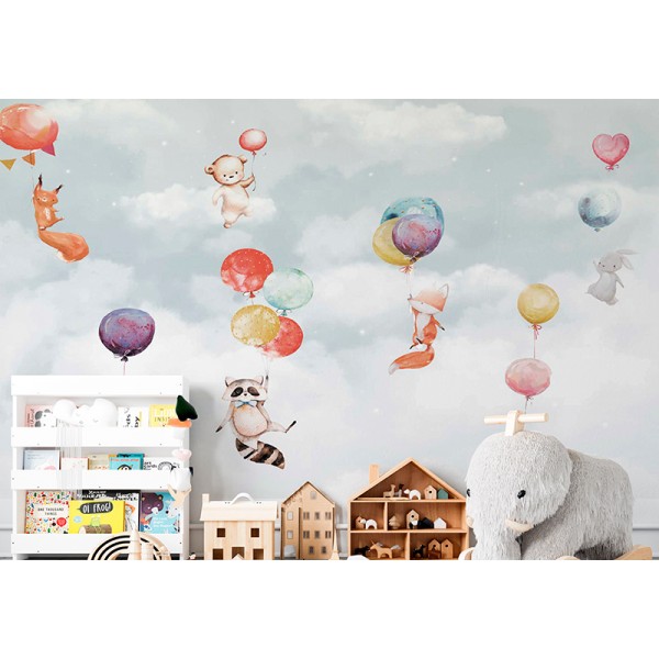 Mural Infantil Animales Flotando ANIM527