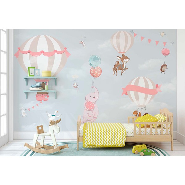 Mural Infantil Animales en las Nubes ANIM528