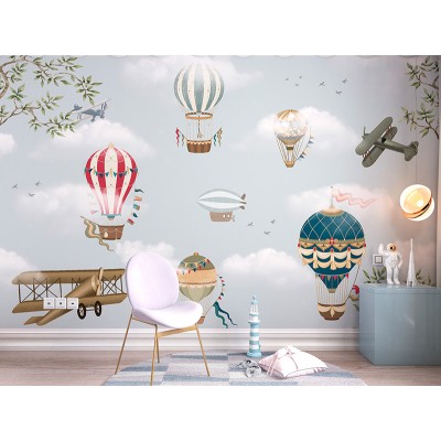 Mural Infantil Aviões e Balões ANIM529 2