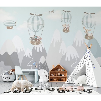 Mural Infantil Balões nas Montanhas ANIM530 2