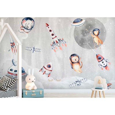 Mural Infantil Animais no Espaço ANIM534 2
