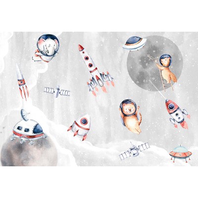 Mural Infantil Animais no Espaço ANIM534 Mural Infantil Animais no Espaço ANIM534